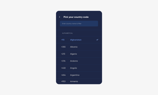 list of countries for drop down menu