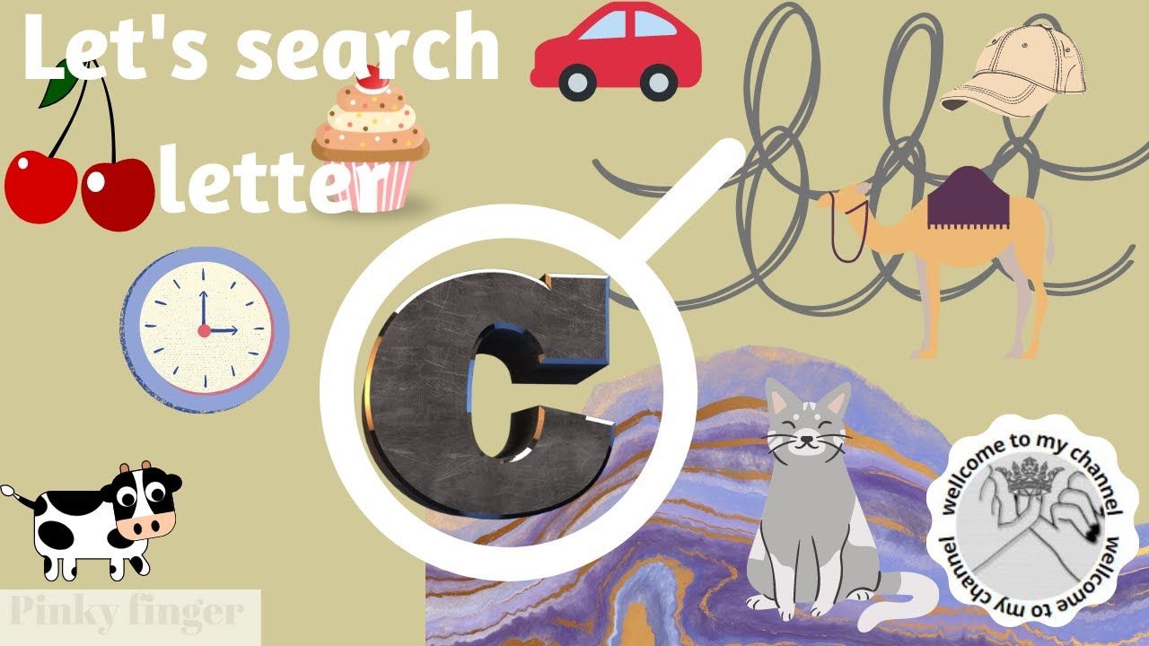 A colorful illustration showcasing various words that begin with the letter C, ranging from everyday objects to abstract concepts.