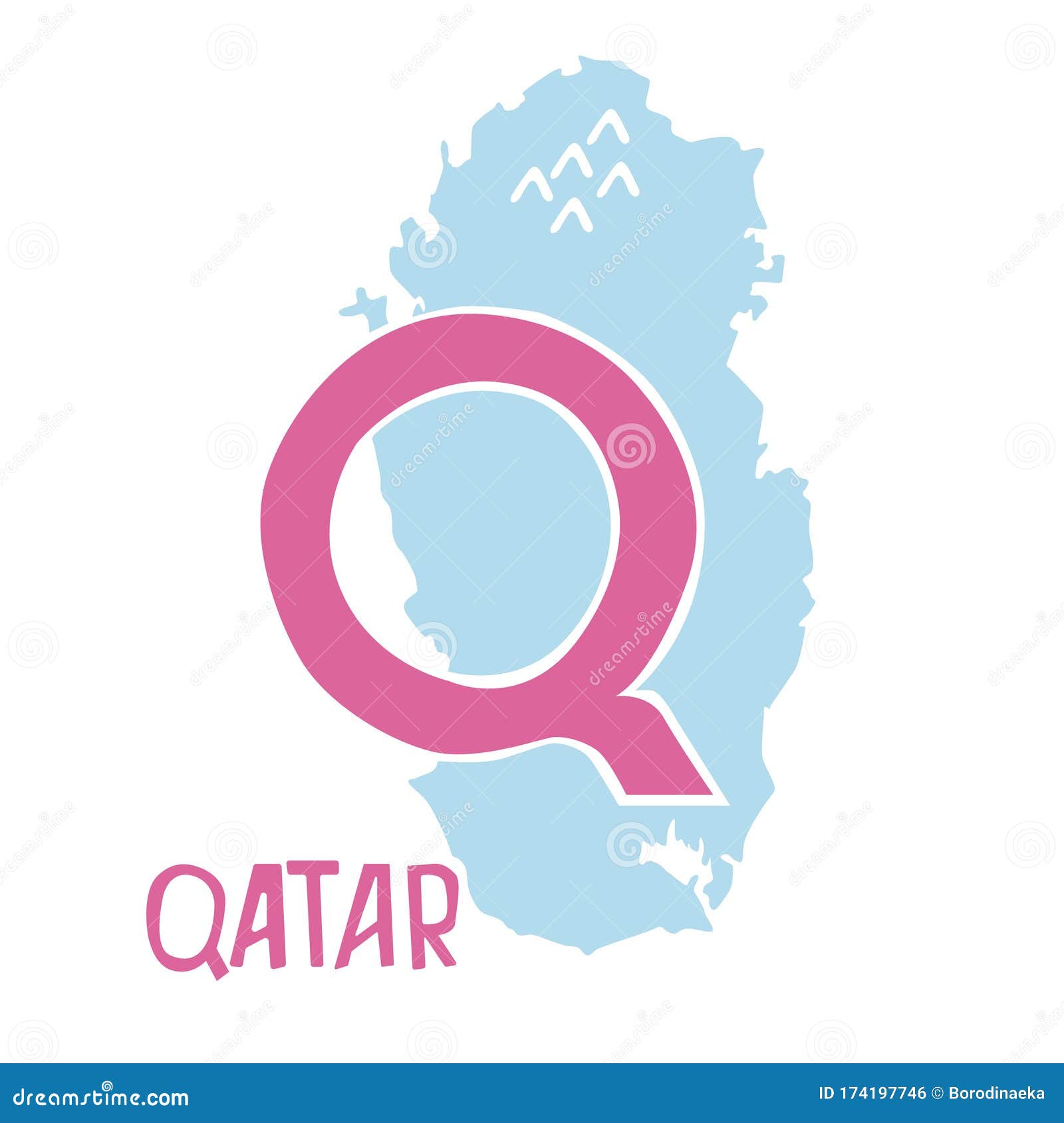 Vector. Letter Q and Country Qatar Stock Vector - Illustration of eggs