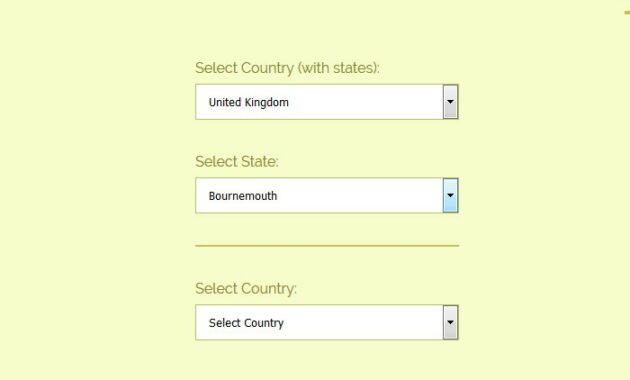 dropdown country list