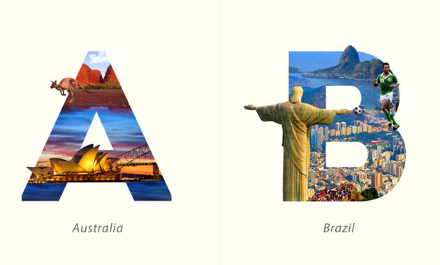 country for each letter of the alphabet